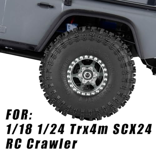RC 1.0in Beadlock RC Truck Tires Wheels Tires for 1/18 1/24 Trx4m SCX24 RC Crawler.Aluminum 1.0in Beadlock Wheel Rim&1.0in Tires Tyres.Titanium(4PCS) - color: Titanium(4pcs）