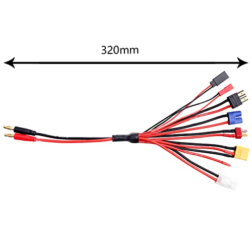 Hobbypark 8-in-1 RC Charger Adapter Splitter Cable, Convert Wire for 4.0mm Banana Plug to T Plug Deans, Deans、TRX, Tamiya, XT60, EC3, JST, Futaba