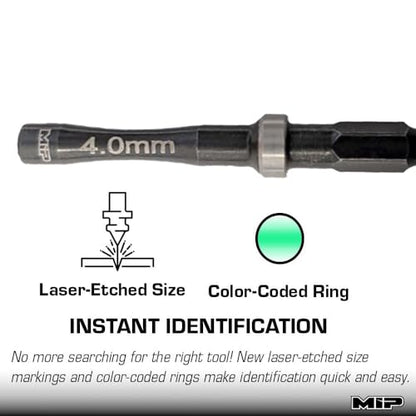MIP Nut Driver 1/4" Drive Bit Speed Tip For Small Drills for Traxxas Arrma Axial Losi Redcat RC Quadcopter Helicopter FPV Racing Drone Models (4.0mm) - size: 4.0mm