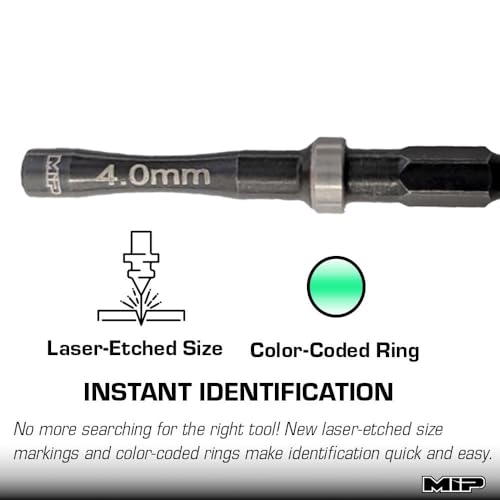 MIP Nut Driver 1/4" Drive Bit Speed Tip For Small Drills for Traxxas Arrma Axial Losi Redcat RC Quadcopter Helicopter FPV Racing Drone Models (4.0mm) - size: 4.0mm