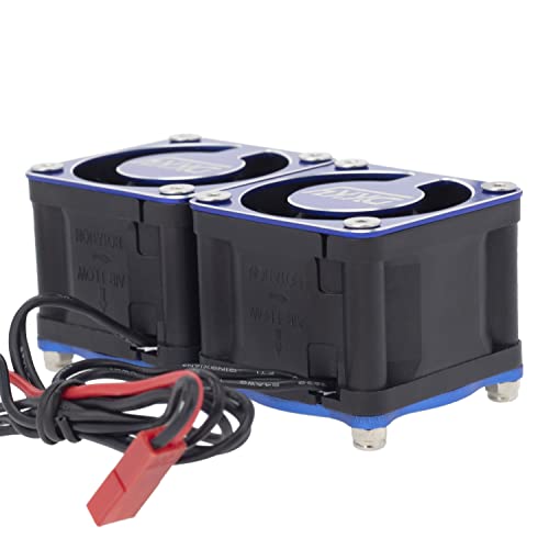 DKKY RC Motor Cooling Fan Heatsink 2Pcs DIY Kit for TRX4 ARRMA Axial 1/10 1/8 1/5 RC Model Car Upgrade Parts (Blue) - style: Blue