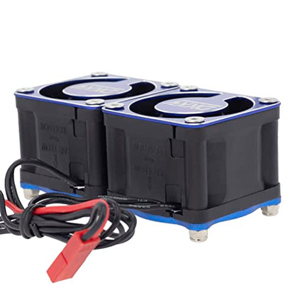 DKKY RC Motor Cooling Fan Heatsink 2Pcs DIY Kit for TRX4 ARRMA Axial 1/10 1/8 1/5 RC Model Car Upgrade Parts (Blue) - style: Blue