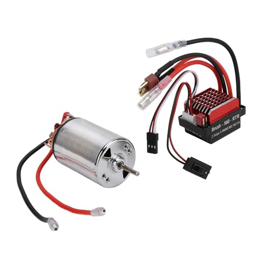 Alomejor 550 Brushed Motor, High Purity Copper Windings 60A ESC Combo with T Plug for 1/10 RC Crawler Car Axial SCX10 II III (28T) - size: 28T