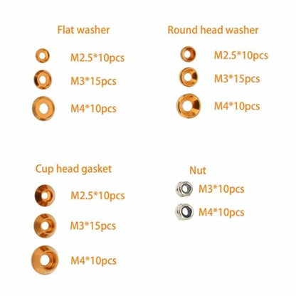 HERCHR Aluminum Alloy Cone Cup Head Screw Gasket Washer Counterbore Washers Gaskets Cup Shim Conical Washer Shim - color: gold
