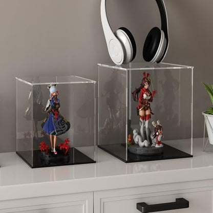 Acrylic Display Case for Collectibles and Toys, Clear Display Box with Thick Base and Lid for Protection and Displaying, 6x6x7.8-inch - size: 6"L x 6"W x 7.8"H