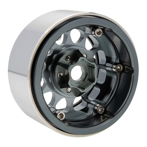 MEUS RACING 1.9 Beadlock Wheels Rims Deep-Dish Wheel for Axial SCX10 Traxxas TRX4 Vanquish VS4-10 Redcat Gen8 1/10 RC Crawler Upgrades (Style A, Titanium) - color: Style A, Titanium