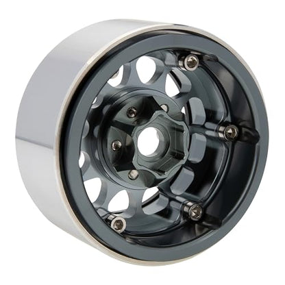 MEUS RACING 1.9 Beadlock Wheels Rims Deep-Dish Wheel for Axial SCX10 Traxxas TRX4 Vanquish VS4-10 Redcat Gen8 1/10 RC Crawler Upgrades (Style A, Titanium) - color: Style A, Titanium