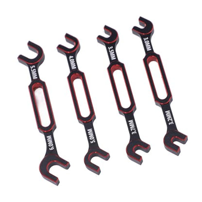4PCS Aluminum Alloy RC Wrench, 3.0/3.2/3.5/3.7/4.0/5.0/5.5/6.0mm Turnbuckle Nut Ball Joint Remover Repair Tool for RC Crawler Car Boat Drone Parts (Red) - color: Red
