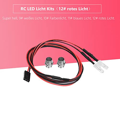 5mm Headlights/Taillight Kit RC Accessory LED Lights for 1/10 Model Drift Car Vehicle(12-red Light), plplaaoo 2PCS RC LED Light Kits,, rc lights rc led lights scx24 lights rc car headlights rc dr