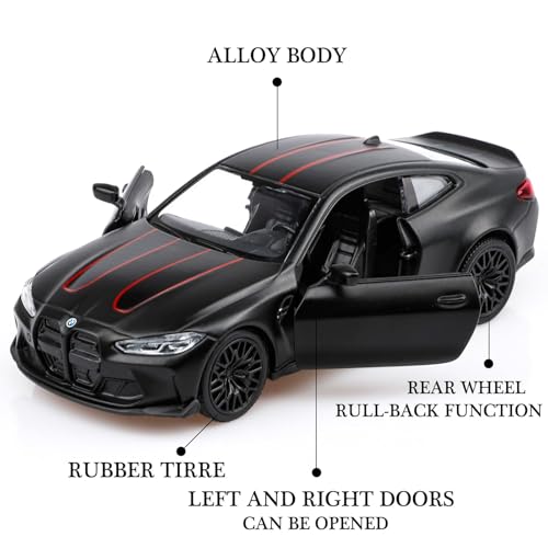 TOKAXI 1/36 Scale BMW M4 Diecast Model Cars,Pull Back Vehicles BMW Toy Cars,Cars Gifts for Boys Girls(Black)