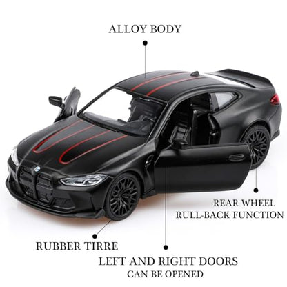 TOKAXI 1/36 Scale BMW M4 Diecast Model Cars,Pull Back Vehicles BMW Toy Cars,Cars Gifts for Boys Girls(Black)