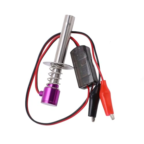 1/10 RC Electronic Glow Plug Starter Igniter 6V-24V 1/8 Nitro Engine Start Ignitor Tool Upgraded for 1:8 1:10 Scale Crawler Buggy Truck Car Boat Plane Helicopter HSP Traxxas Kyosho (Purple) - color: Purple