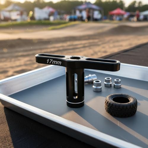 Amagogo Hexagonal Socket Wrench 17mm Nut Driver Vehicle Socket Tool Sandblasted Aluminum Finish Comfortable Grip Suitable for Tire Road Repairs, Black - color: Black