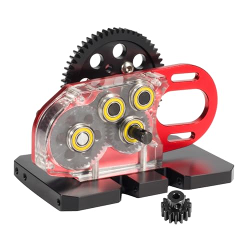 SCX10 LCG 2 Low Transmission 30% Overdrive Gearbox with Non-Slip Shell for 1/10 Axial SCX10 III II TRX4 RC Crawler Car Upgrade Parts (Red) - color: Red