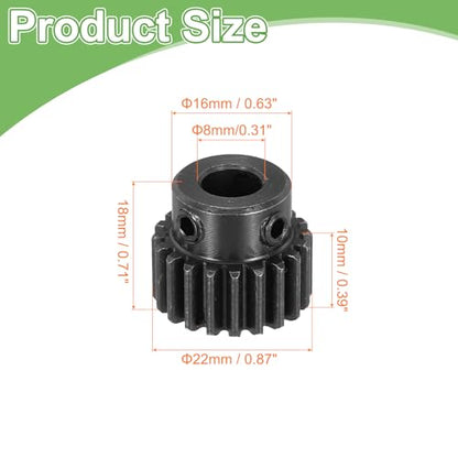 MECCANIXITY 1Pcs 1M 20T Steel Motor Pinion Gears, RC Motor Gears Fits 8mm Shaft Bore for RC Vehicles Truck Drift Remote Control Car Off-Road Crawler Parts, Black
