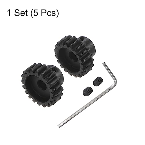 HARFINGTON Mod 1 M1 Pinion Motor Gear Set 2pcs 19T 20T Fit 5mm RC Motor Shaft M1 Pitch Gears for RC Car, with Hex Key - style: 19T 20T