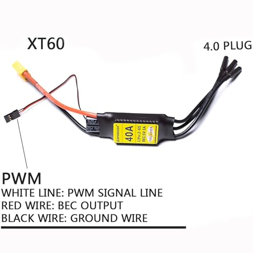 40A ESC 2-6S LiPo Brushless Electric Speed Controller | With BEC XT60 & 4.0mm Plug for RC Drone Airplane Model - size: 40A