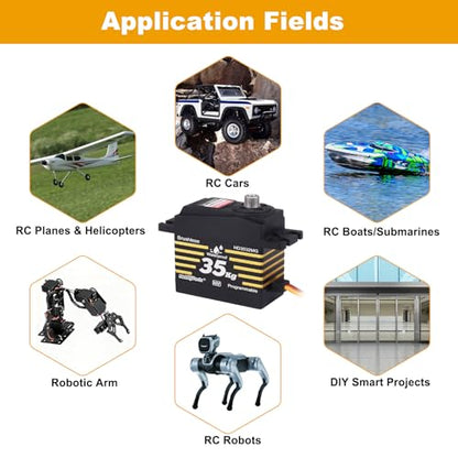 HobbyPark Waterproof RC Servo High Torque Brushless Motor Metal Gear Digital Servo for 1/8 1/10 RC Crawler Car RC Truck Buggy RC Basher Bashing HV 8.4V (35kg Torque)