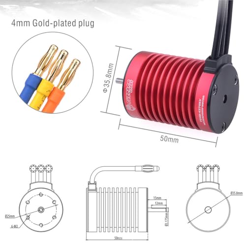 Surpass Hobby Waterproof F540 4370KV Brushless Motor Combo, 3650 Brushless Motor with 45A ESC Combo Set for 1/10 Scale RC Toys Indispensable Accessory for Modification Enthusiasts