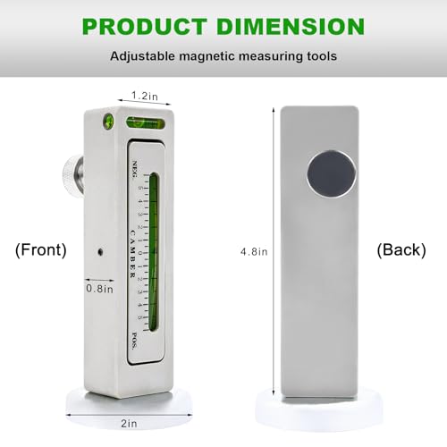 Adjustable Magnetic Gauge Tool, Automotive Camber Castor Strut Wheel Alignment Tool for Tire Repair, Universal Caster Pillar Tire Gauge Tool for Most Cars Trucks RVs
