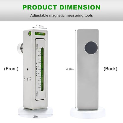 Adjustable Magnetic Gauge Tool, Automotive Camber Castor Strut Wheel Alignment Tool for Tire Repair, Universal Caster Pillar Tire Gauge Tool for Most Cars Trucks RVs
