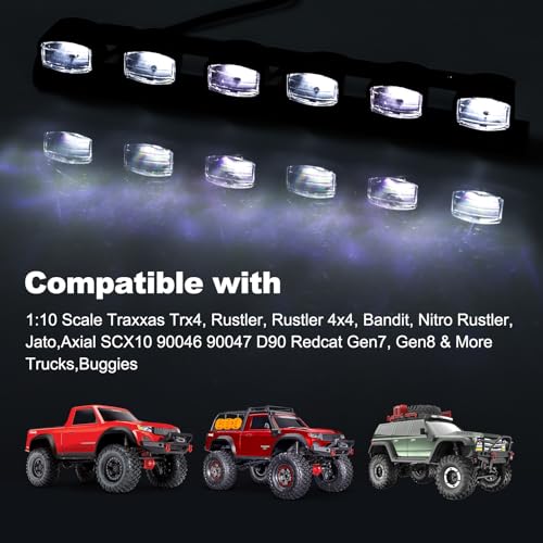 HobbyPark RC Car Light Bar Kit 6 LEDs Body Shell Roof Lights for 1/10 RC Crawler Car Truck Accessories