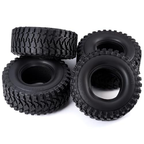4PCS 2.6” Beadlock Tires with Foam Insert 136x55mm for 1/10th RC Crawler Buggy Truck Car Upgrade Parts (Harder) - size: Harder