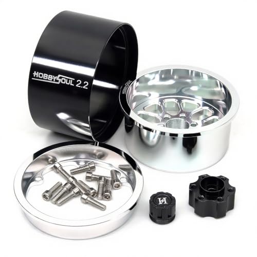 RC 2.2 Beadlock Wheels 40mm Wide 4-Pack Fits TRX4 SCX10 Capra | -11mm negative offset, Silver CNC aluminum rims with 12mm hex hub For RC 1/10 mud rock crawler trucks upgrades - color: Silver