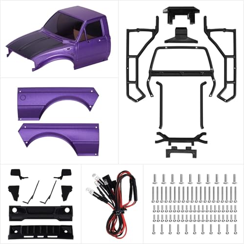RC Upgrade Accessories for TRX4M for Defender for Bronco 1/18 IR60 for Pickup Hard Body Shell with Bed Rack RC Crawler Car Accessories Modification RC Car Parts(Purple) - size: Purple