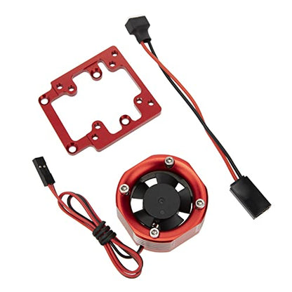 DKKY RC Motor Cooling Fan Heatsink 21000 RPM for Traxxas 1/8 4WD Sledge Motor with LED Light, Red - color: Red