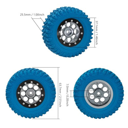 GOUPRC 1.3" Wheel Tires Set, Aluminum Beadlock Rim Swamp Claw Mud Terrain Rock Tread Pattern Tires for SCX24 TRX4M 1/18 1/24 Upgrade RC Crawler Truck Car - style: Rock Pattern Titanium Black