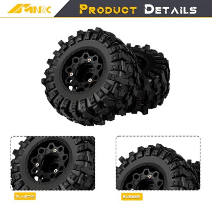 Plastic RC Short Course Truck Wheels and Rubber Tires & 12MM 14MM 17MM Hex Kit for 1/10 Arrma Senton Slash 4×4 2WD for Axial Losi Series Upgrade Part Black - color: Black