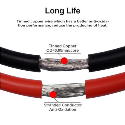 16 AWG Silicone Wire 50ft Spool, 25ft Black/25ft Red, 200°C 600V | Ultra Flexible 16 Gauge Wire, 252 Strands Tinned Copper, Abrasion/Heat Resistant, for RC, 3D Printer, Auto, LED, DIY