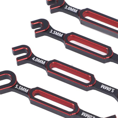 4PCS RC Wrench, Premium Aluminum Alloy Turnbuckle Nut Ball Joint Remover Tool with 3.0 3.2 .5 .7 4.0 5.0 6.0mm Sizes, for RC Car Boat Drone Crawler Truck DIY (Red) - color: Red