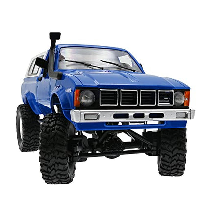 RC Rock Crawler WPL C24 RTR 1/16 Pickup Trucks Blue with LED Lights 2.4Ghz 4x4 Off-Road RC Semi Trucks All Terrain Car, RC Crawler Remote Control Truck for Adults