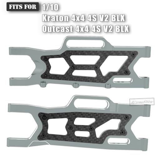 RC Alloy Suspension Arms Upgrades Part for 1/10 Outcast 4x4 4S V2 BLX,Kraton 4x4 4S V2 BLX,Front Rear A Arms Suspension Arms Hops Up,Replace ARA330711 ARA330710,Titanium - color: Titanium(4pcs)
