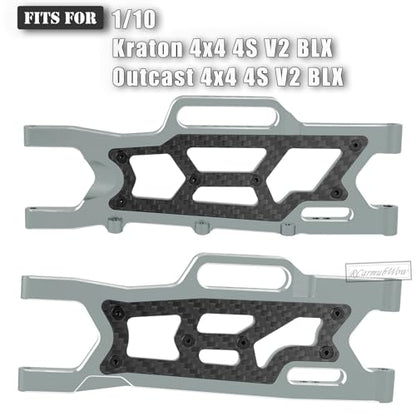 RC Alloy Suspension Arms Upgrades Part for 1/10 Outcast 4x4 4S V2 BLX,Kraton 4x4 4S V2 BLX,Front Rear A Arms Suspension Arms Hops Up,Replace ARA330711 ARA330710,Titanium - color: Titanium(4pcs)