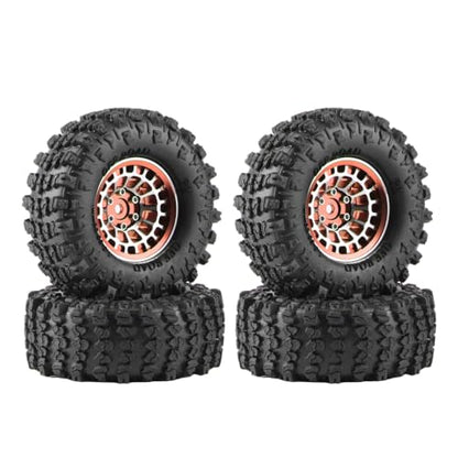 GLOBACT 1.3" Wheels Tires Offset -3.75mm for SCX24 AX24 TRX4M 1/18 1/24, RG - color: Rose Gold