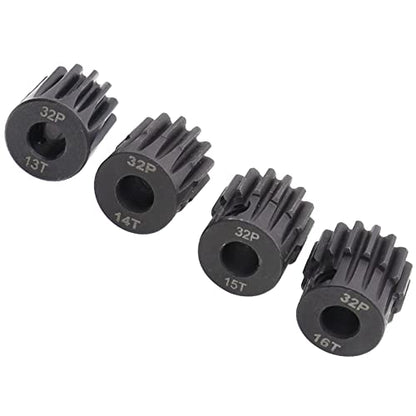 4PCS Metal Steel 32P 5mm Pinion Gear Set 13T 14T 15T 16T with Hex Key for RC Cars(Compatible with 0.8 Metric Pitch)