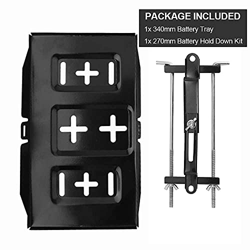 THEPRO Battery Hold Down Tray Kit, Corrosion-Resistant Steel Storage Battery Holder Adjustable Bracket Clamp for Car, Boat, Marine (10.6'' Bolt with 13.58'' Battery Tray) - size: 10.6'' Bolt with 13.58'' Battery Tray