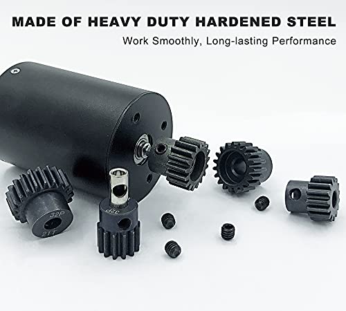 32P 5mm Pinion Gear Set 13T 15T 17T 19T 21T with Hex Key for 1/10 RC Car | 32P 5mm Hardened Metal Pinion Motor Gear Set 13T 15T 17T 19T 21T with 3.175mm Coupler for RC Buggy Car Monster Truck - color: 13t/15t/17t/19t/21t