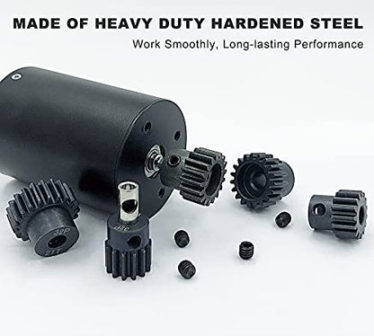 32P 5mm Pinion Gear Set 13T 15T 17T 19T 21T with Hex Key for 1/10 RC Car | 32P 5mm Hardened Metal Pinion Motor Gear Set 13T 15T 17T 19T 21T with 3.175mm Coupler for RC Buggy Car Monster Truck - color: 13t/15t/17t/19t/21t