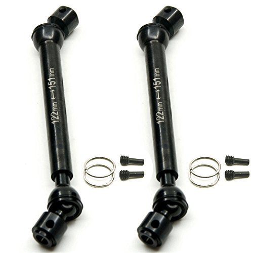 QUE-T 2 Pcs Steel 122-151mm Drive Shafts for 1/10 Axial Wraith/SCX10/Dingo/D90 RC Crawler Car (122MM-151MM)