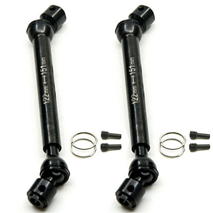 QUE-T 2 Pcs Steel 122-151mm Drive Shafts for 1/10 Axial Wraith/SCX10/Dingo/D90 RC Crawler Car (122MM-151MM)