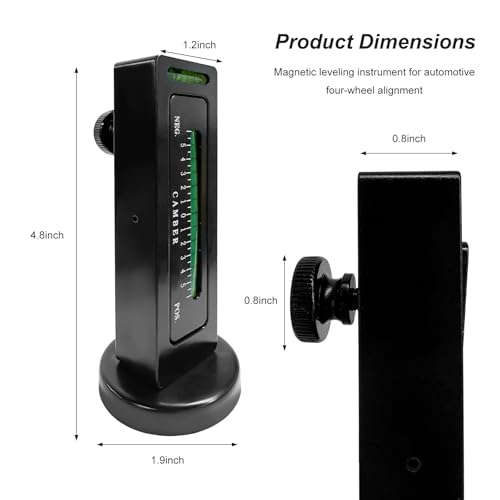 Camber Alignment Tool, Adjustable Magnetic Caster Pillar Gauge Professional Tire Repair Tool, High Precision Camber Strut Wheel Alignment Instrument for Car Truck RV (Black) - color: Black