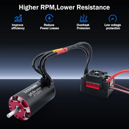 Surpass Hobby 3670 & 110A ESC Brushless Motor and ESC Combo for RC Car 2-3S Lipo IP67 Waterproof Applicable to 1/10 Short Course,Trucks,Monster(2750kv)