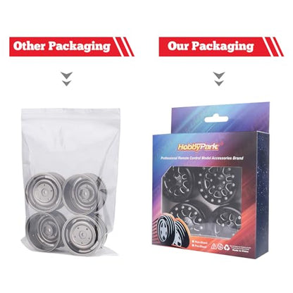 HobbyPark 1.9 Beadlock Wheels for TRX4 Axial SCX10 II III RR10 Wraith Redcat Gen 8 Gen 7 RC4WD 1/10 Scale RC Crawler Car (Black Ring) - color: Black Ring