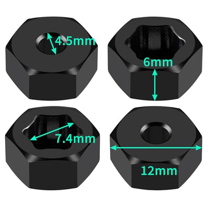 MORLORDY 7mm to 12mm RC Wheel Hex Hubs 4Pcs 6mm Thick Hex Drive Adapters for 1/16 Losi Mini-T 2.0, Mini-B, Mini JRX2, Mini JRXT and All 1/16 RC Car Which Hex is 7MM - color: 6mm