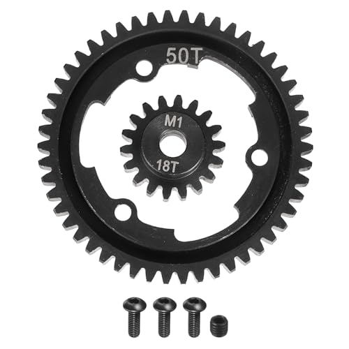 MECCANIXITY M1 Hardened Steel Spur Gear, 50T/18T 5mm Shaft Hardened Steel Upgrades Main Spur Gear for Brushless Brush Motor Model Car (Pack of 2, Black) - size: 50T/18T