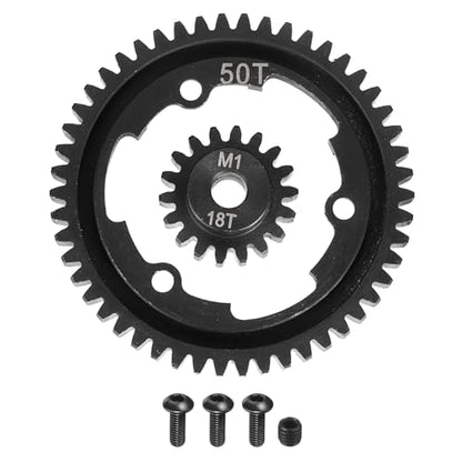 MECCANIXITY M1 Hardened Steel Spur Gear, 50T/18T 5mm Shaft Hardened Steel Upgrades Main Spur Gear for Brushless Brush Motor Model Car (Pack of 2, Black) - size: 50T/18T